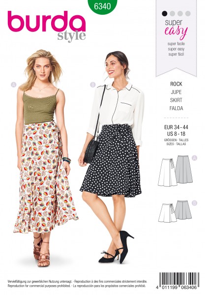 burda super easy Wickelrock 34 - 44 6340