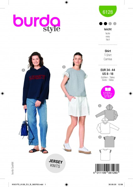 burda Hoody T-Shirt 34 - 44 6128