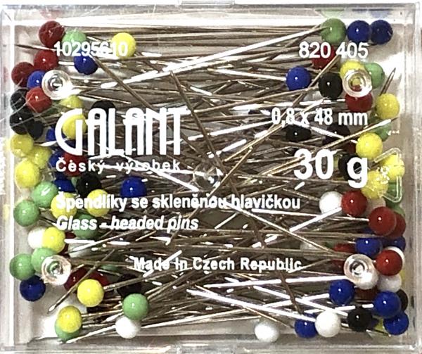 Glaskopfstecknadeln 48x0,80mm, 30g