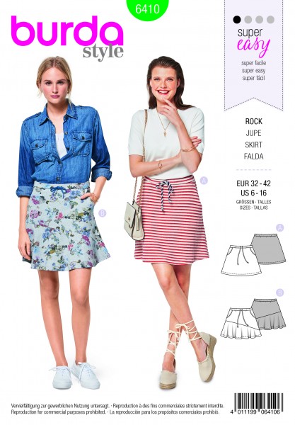 burda super easy Sommerrock 32 - 42 6410