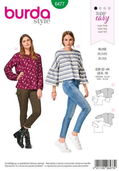burda super easy Bluse 32-44 6477