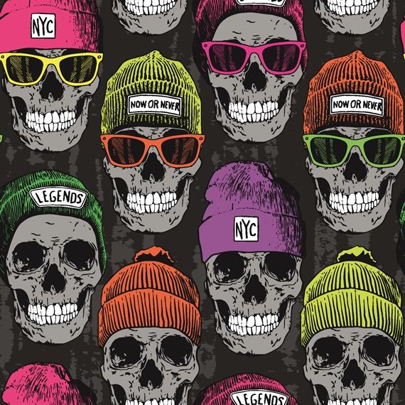 French Terry – Neon Skulls – Premium Collection