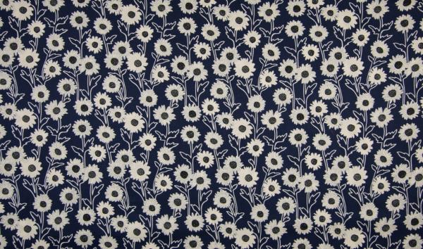 Baumwolle Poplin Sonnenblume blau