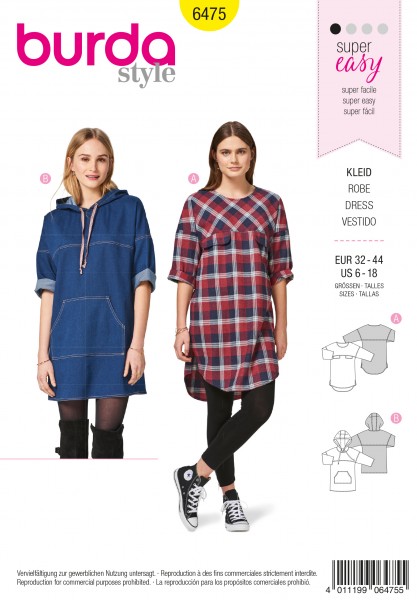 burda super easy Kleid 34 - 44 6475