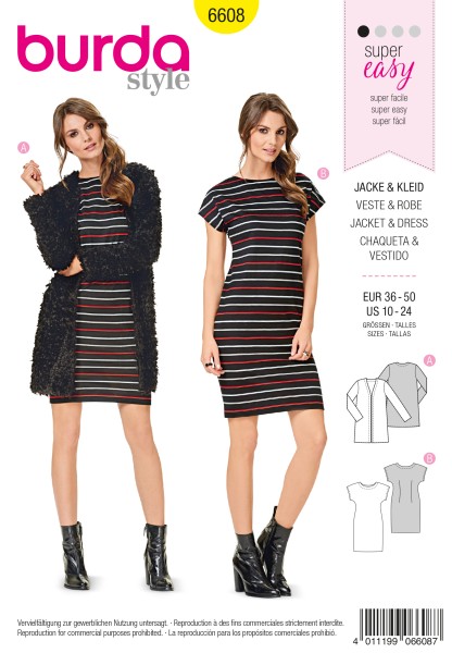 burda super easy Jacke & Kleid 36 - 50 6608