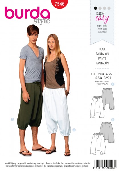 burda super easy Hose XS - XL 7546