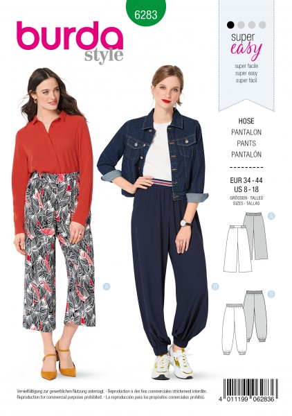 burda super easy Hose 34 - 44 6283