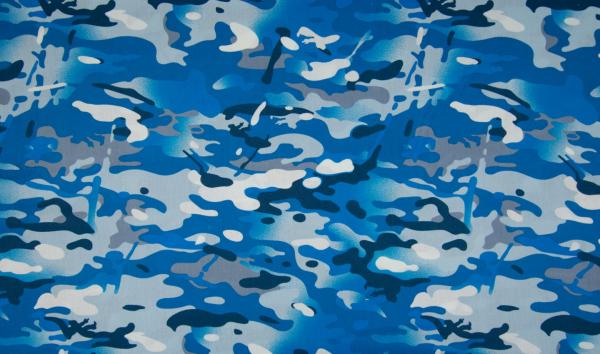 Baumwolle Poplin Camouflage Royal