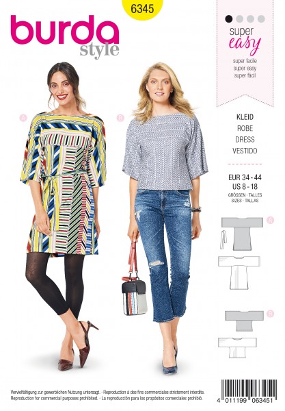 burda super easy Kleid 34 - 44 6345
