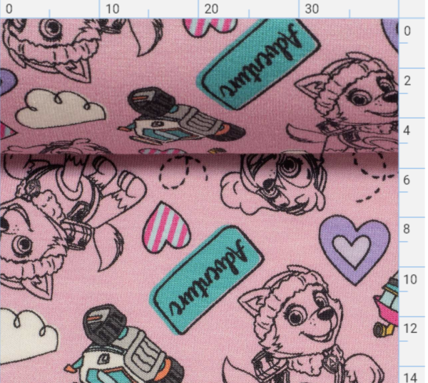 PAW PATROL Jersey Baumwolle Skye, Everest, Zentrale, rosa