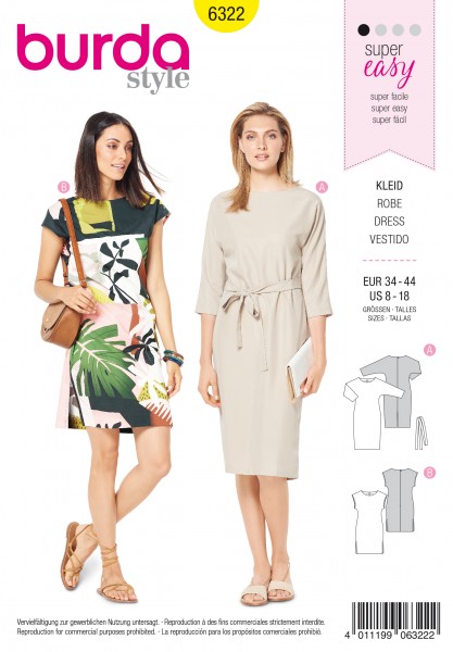 burda super easy Kleid 34 - 44 6322