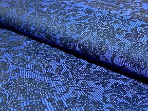 Trachtenstoff Jacquard Floral Blau